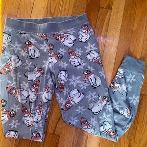 Cozy Gray Penguin Print Kids Leggings
